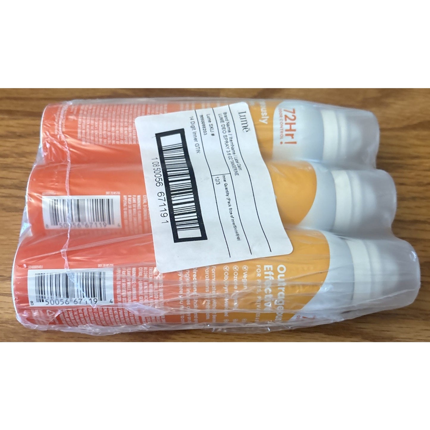 3 Pack Lume Whole Body Invisible Deodorant Spray 72-Hour Clean Tangerine 3.6oz