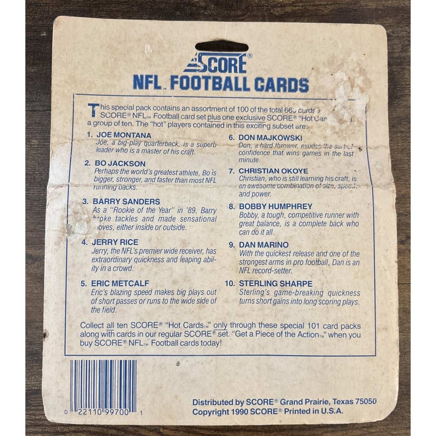 101 NFL Football Cards 1990 Score Includes One Exclusive Hot Card Bo Jackson? Da