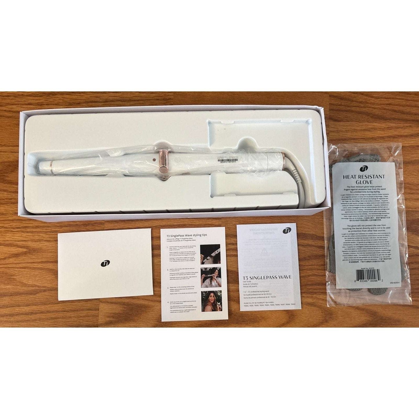 T3 Singlepass Wave 1 1/4" - 3/4" Tapered Long Barrel Curling Styling Wand - NEW