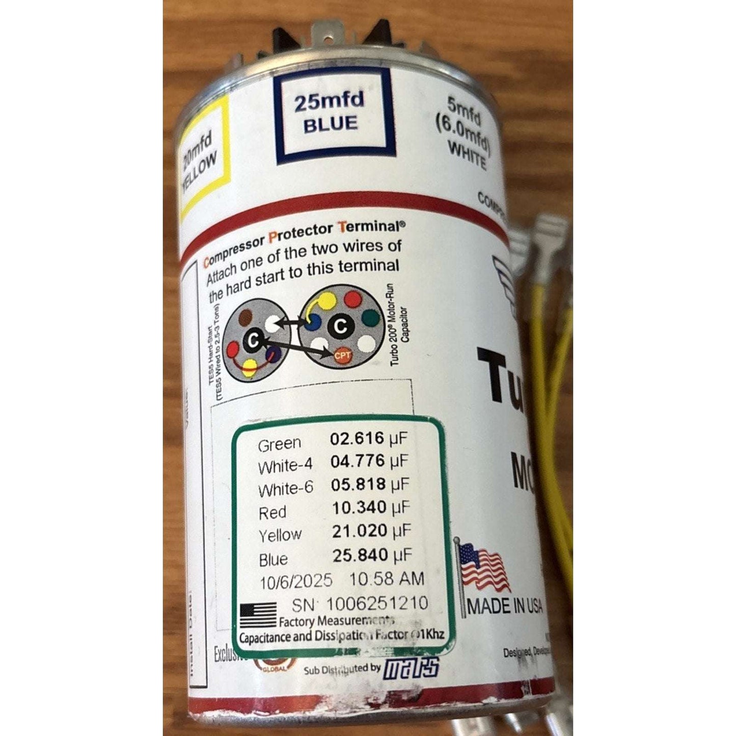 AMRAD Turbo 200 Universal Motor Run Capacitor 2.5 to 67.5 MFD 440/370VAC