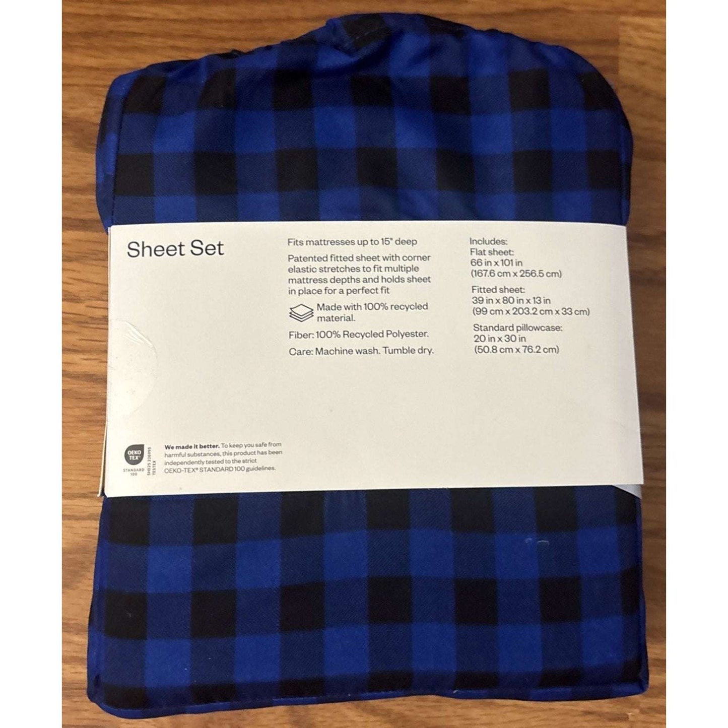 2 Sets Room Essentials Blue & Black Buffalo Plaid Microfiber Sheet Set Twin XL