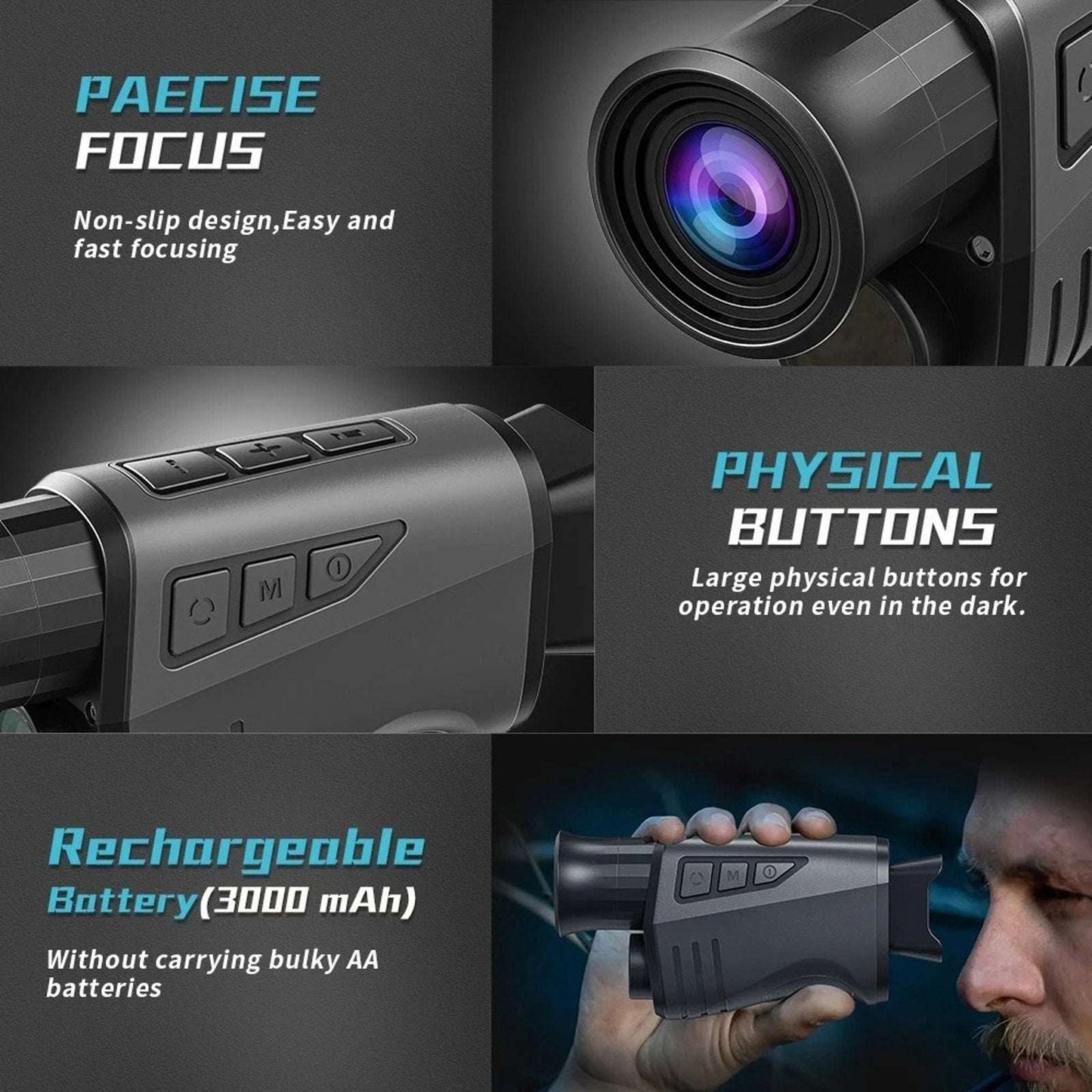 1080P Night Vision Monocular 16X Digital Zoom Infrared IR Goggles 12MP Hunting
