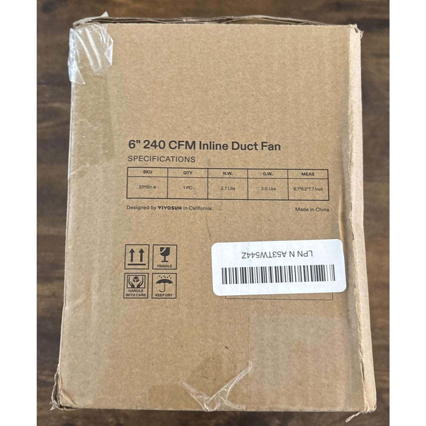 VIVOSUN 6in Electric Inline Duct Fan 240CFM, HVAC Exhaust Intake Fan Low Noise