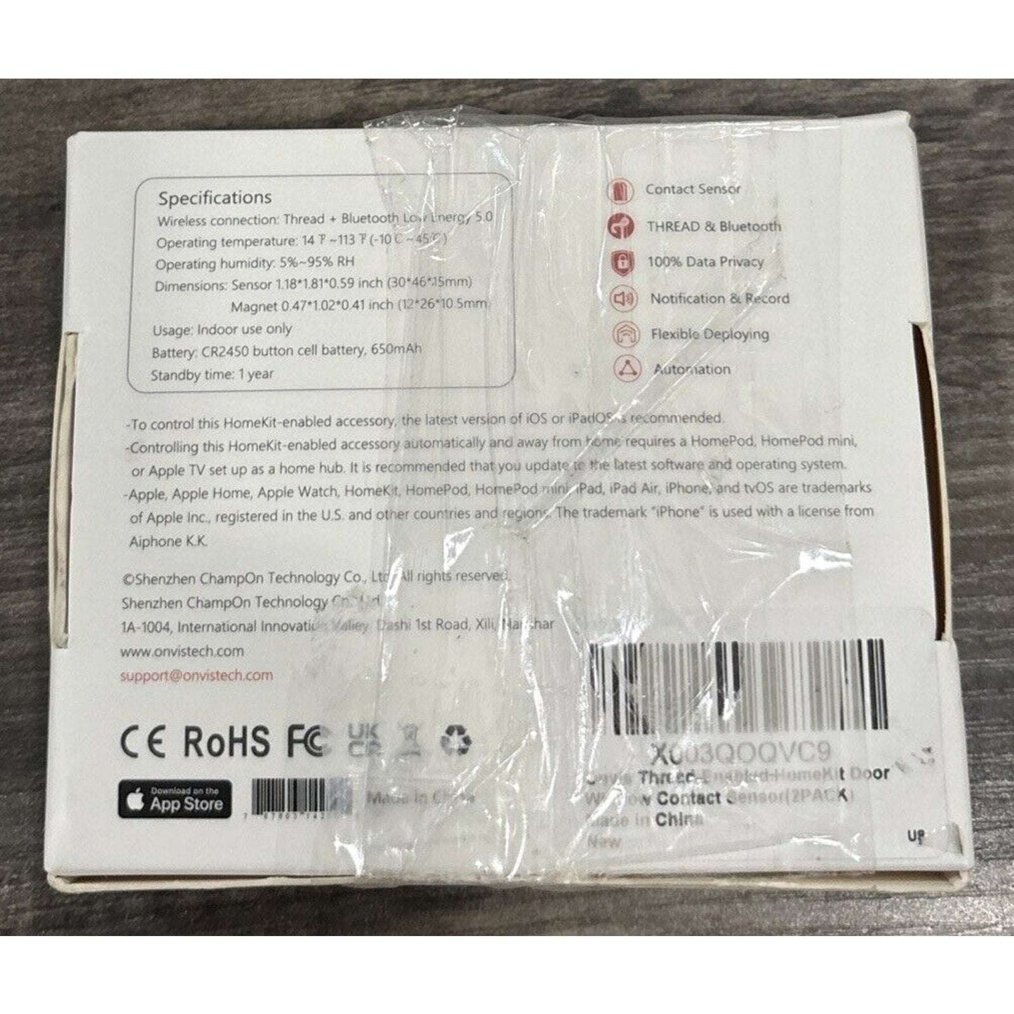 Onvis Thread-Enabled Door Window Contact Sensor Wireless Alarm Apple Home 2Pack