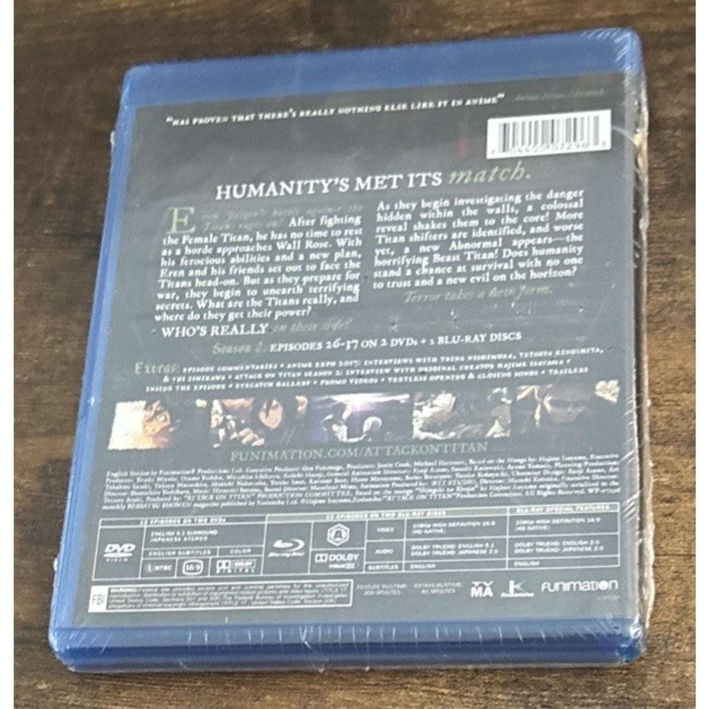 Attack on Titan Season 2 Blu-ray + DVD Combo Pack New & Sealed 4 Disc Set