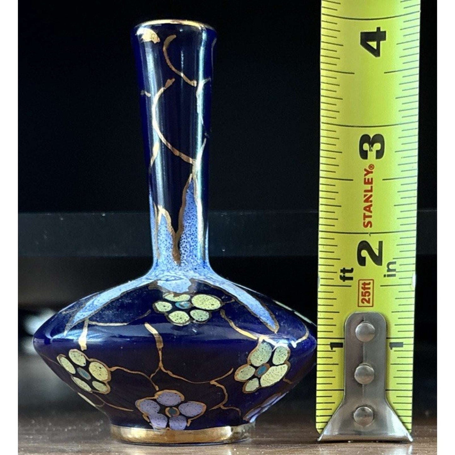 VTG REGINA Paris GOUDA HOLLAND ART POTTERY 109 Cobalt Blue Hand Painted BUD VASE