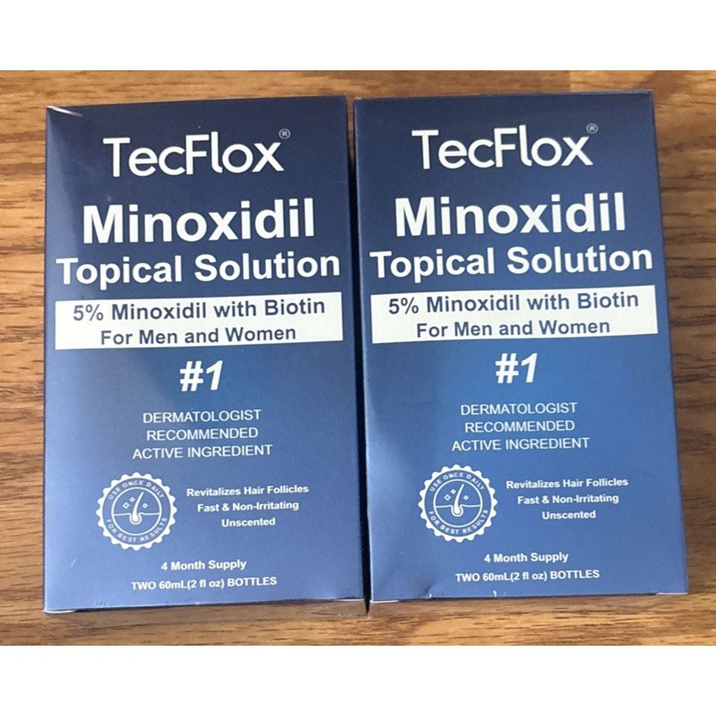 TecFlox 5% Minoxidil w/Biotin Hair Regrowth Treatment Men & Women 8-Month Supply
