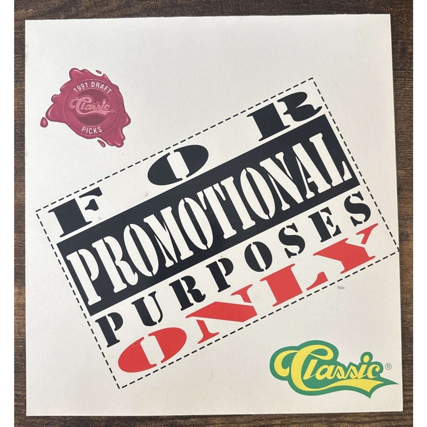 1991 Classic Draft Pick Collection Cards Promo Sheet