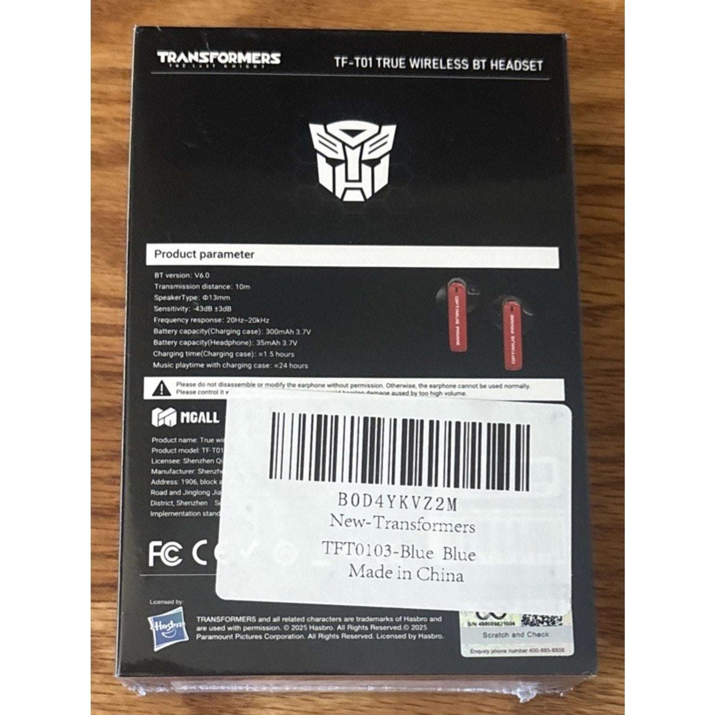 Hasbro Transformers TF-T01 Bluetooth Wireless In-Ear Headphones - Optimus Prime