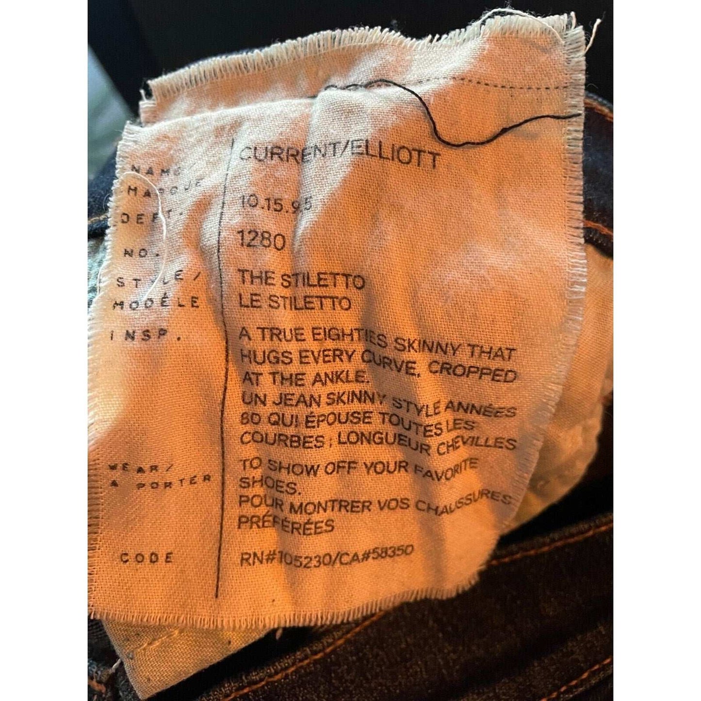 CURRENT ELLIOTT The Stiletto in Alumni Skinny Ankle Cropped Jeans Size 25