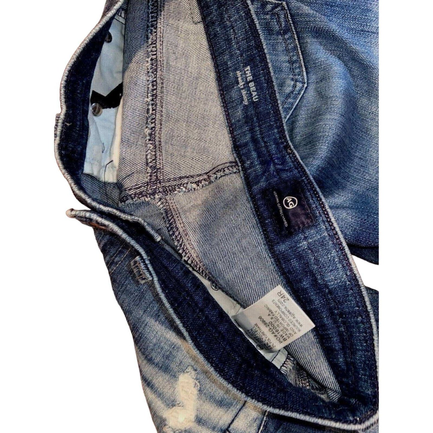 AG Adriano Goldschmied USA BEAU SLOUCHY Boyfriend Relaxed Distressed Jeans Sz 24