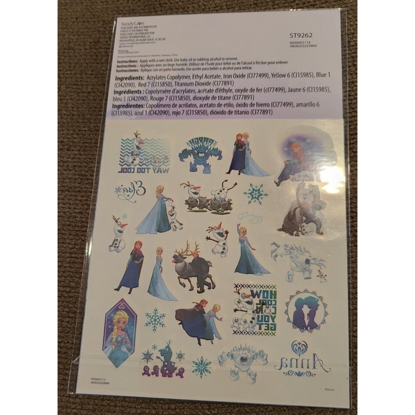 DISNEY Pixar FROZEN Pack of 25 Kids Temporary Tattoos New/Sealed