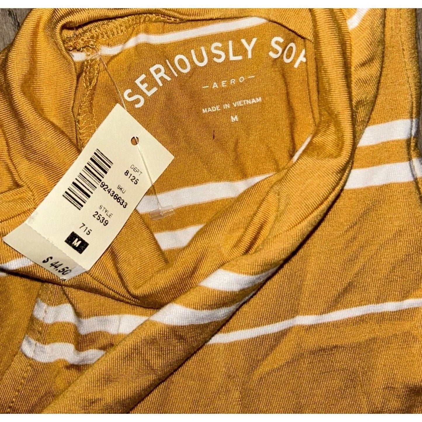 AERO Aeropostale Seriously Soft Mock Neck Swing Dress Yellow Stripe Size M - New