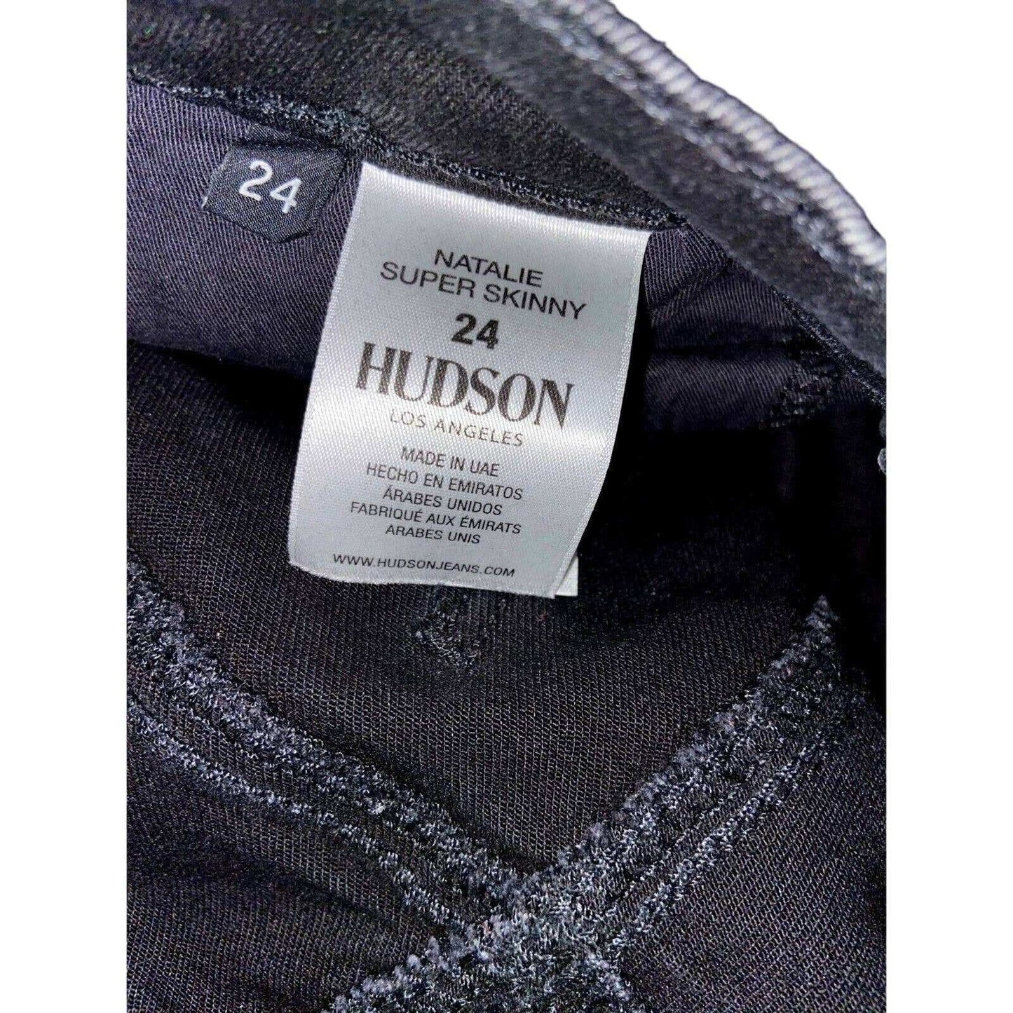 HUDSON Natalie Super Skinny Distressed Raw Hem Black Stretch Jeans Size 24