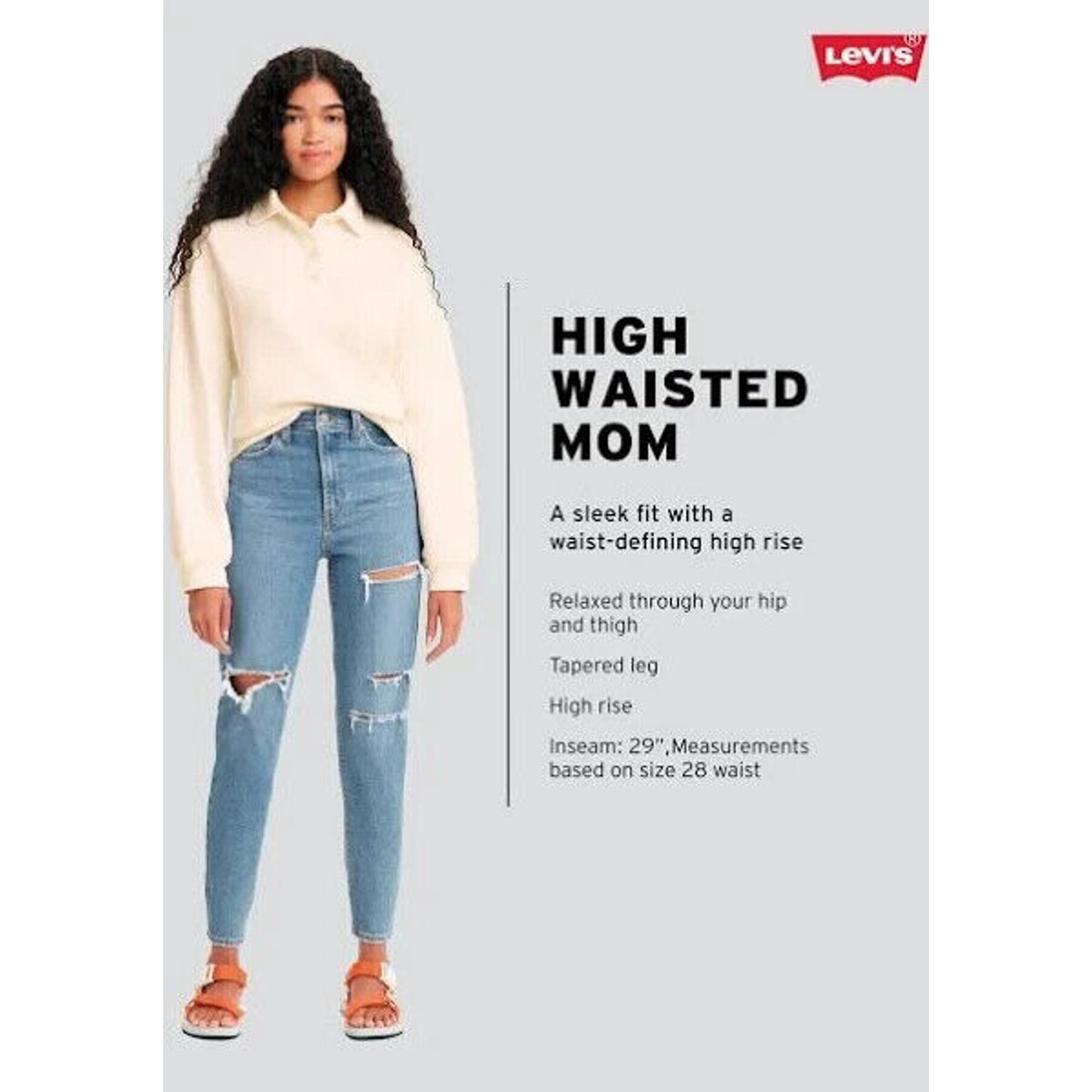 NEW! LEVI'S High Waisted Tapered Mom Jeans Size W 28 L 29 Womens