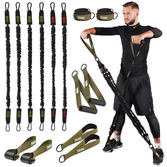 Tribe Lifting Ultimate Tube Resistance Band Set - Stackable Resistance 20-180lbs