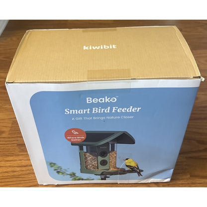 Kiwibit Beako Solar Smart Bird Feeder w Camera, 4K UHD Video, 2-Way Audio, AI ID