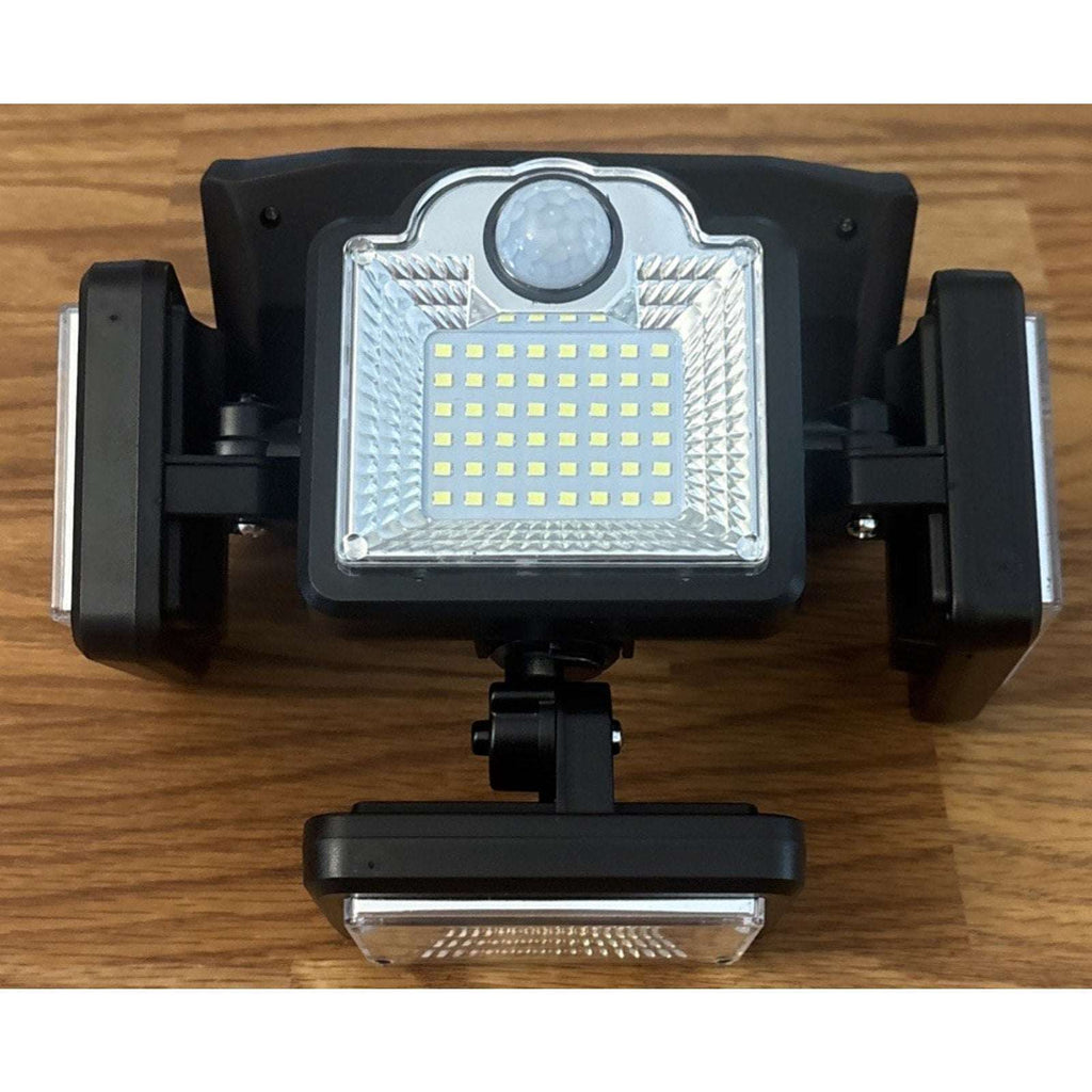 Solar Powered Motion Sensor LED Lights Outdoor 4 Head Adjustable Angle w/ Remote