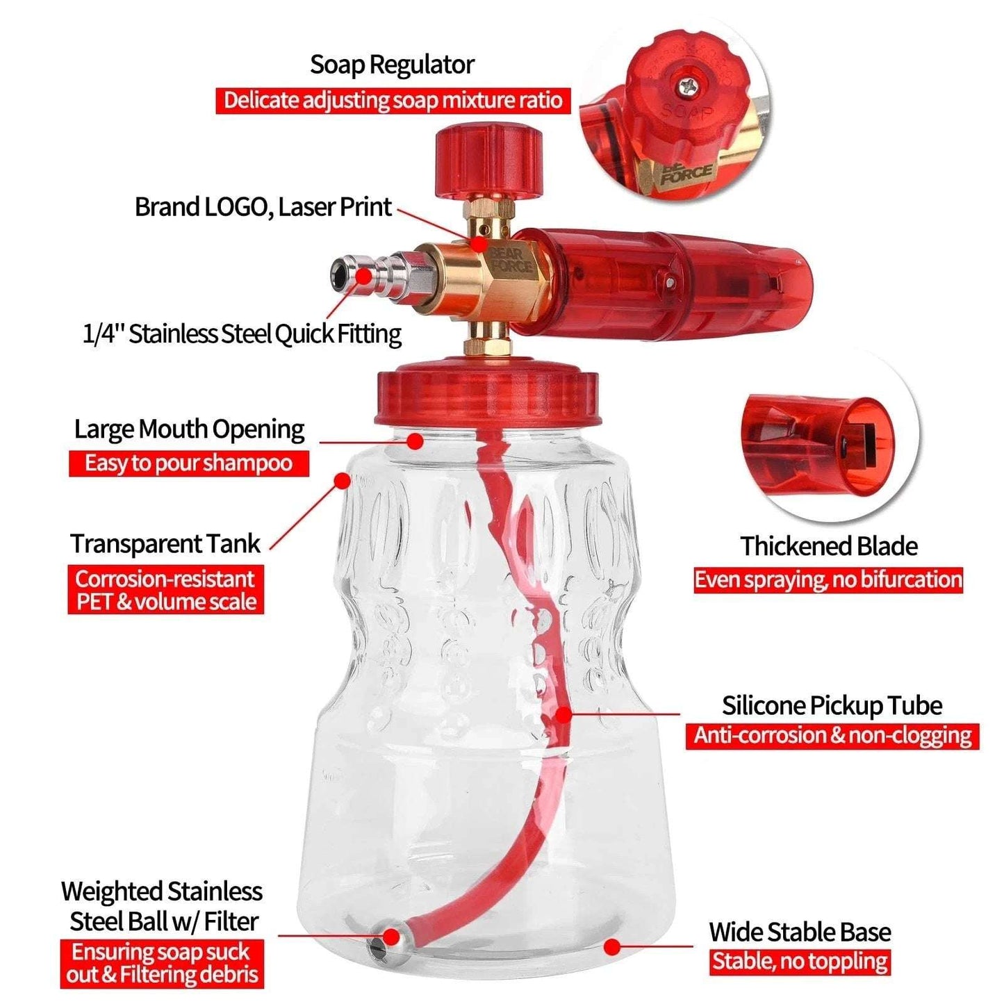 BEAR FORCE 360° Rotating Big Mouth Snow Foam Lance Generator 1/4” Quick Connect