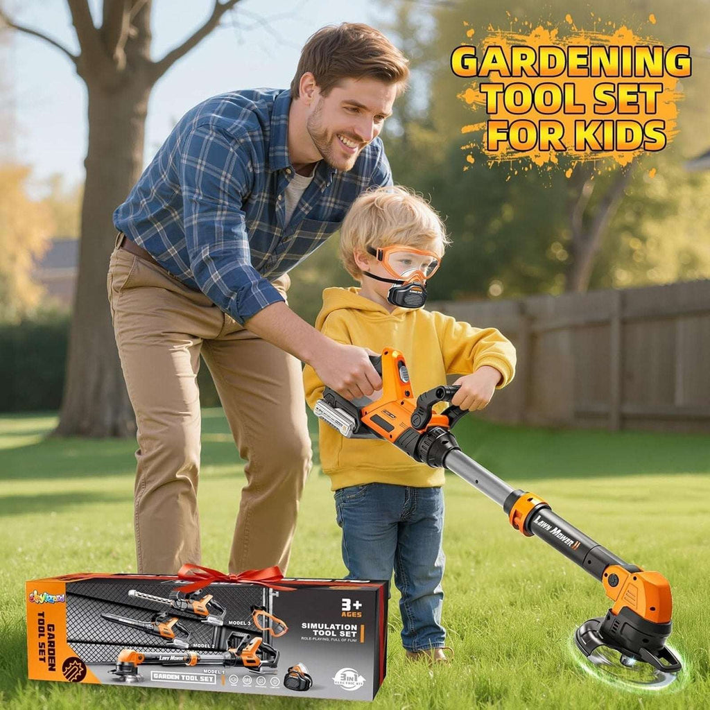 Kids Power Lawn Tool Set 3-in-1 w/ Sounds & Lights Weed Wacker, Trimmer & Blower