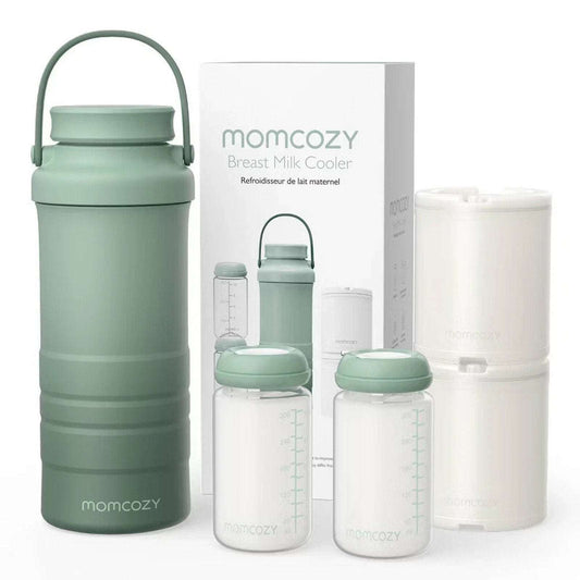 Momcozy 22oz Portable Breast Milk Cooler, 24H Travel Chiller with 2 Baby Bottles