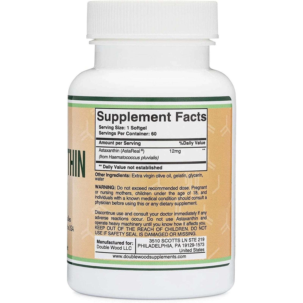 Astaxanthin Astareal 12Mg Max Strength, Natural, Made in the USA by Double Wood