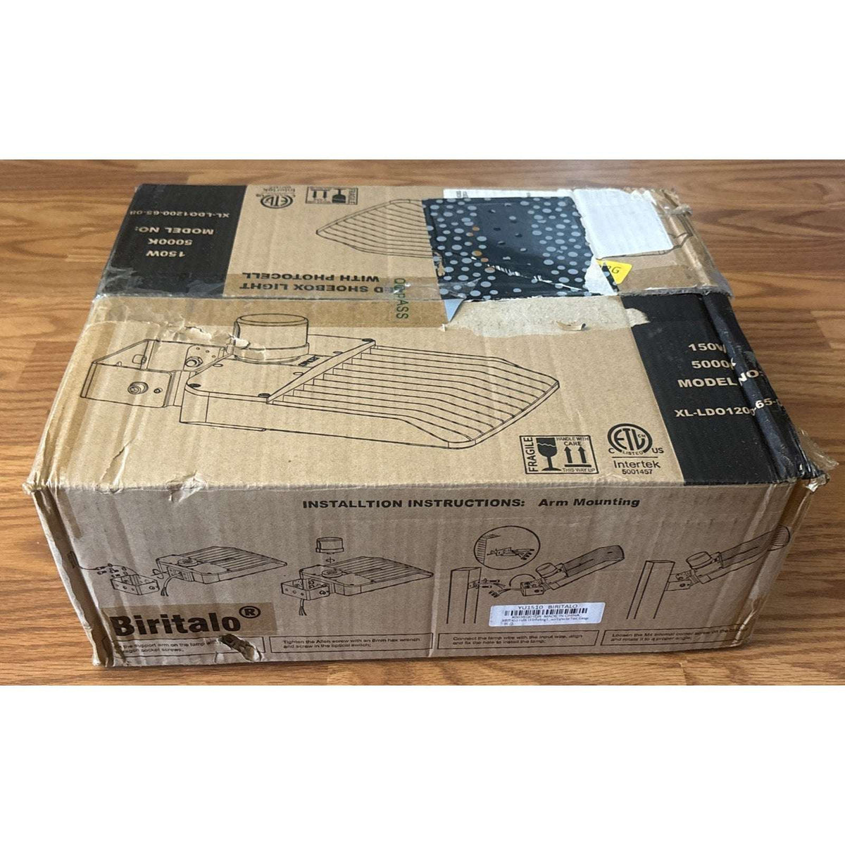 BIRITALO 150W LED Shoebox Street Light 5000K Waterproof, Photocell Dusk to Dawn