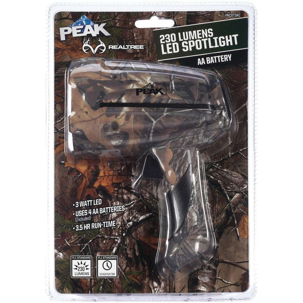 Peak Camo Realtree 230 Lumens 3 Watt LED Spotlight AA Battery Powered PKCOT3AC