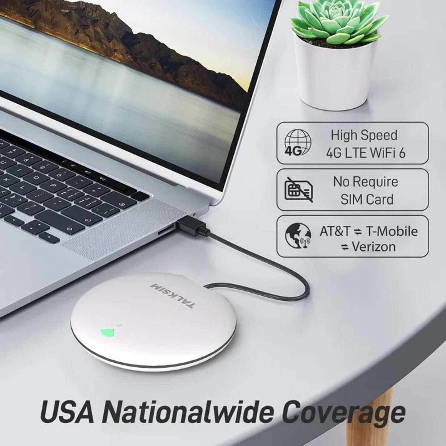 TALKSIM UFO Mobile Hotspot 1GB/Month WiFi 6 4G LTE Portable Up to 10 Devices