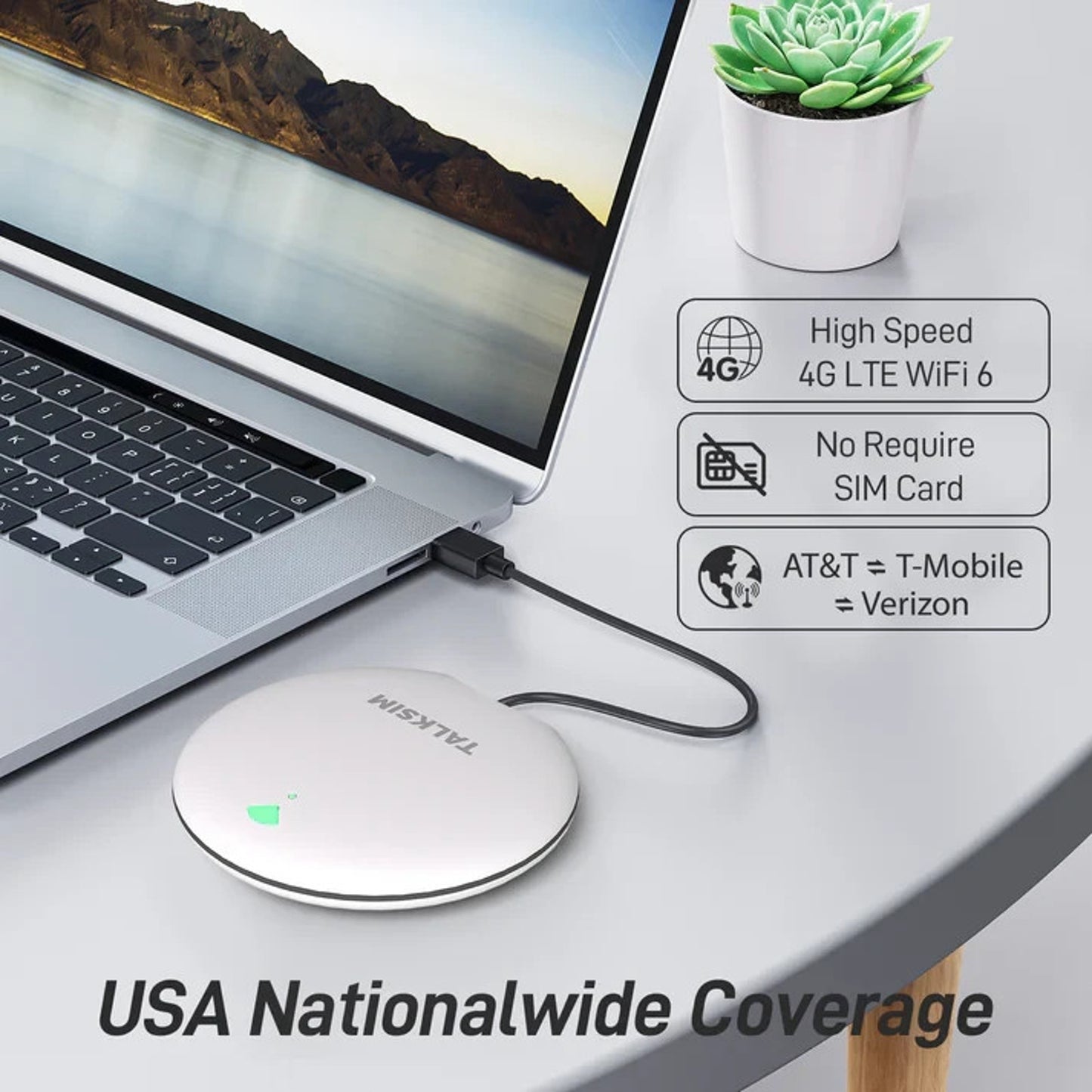 TALKSIM UFO Mobile Hotspot 1GB/Month WiFi 6 4G LTE Portable Up to 10 Devices