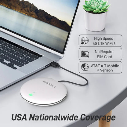 TALKSIM UFO Mobile Hotspot 1GB/Month WiFi 6 4G LTE Portable Up to 10 Devices