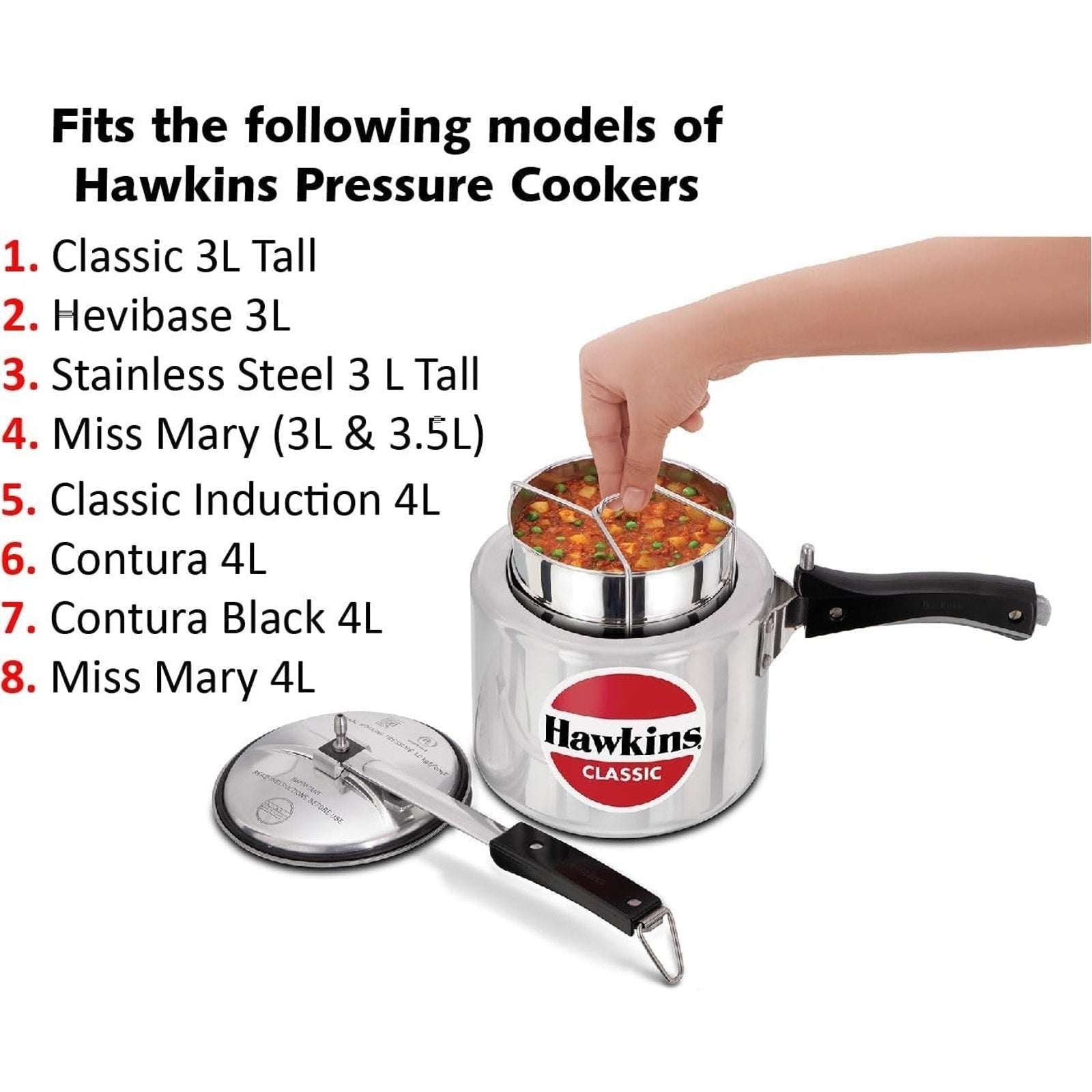 Hawkins Two-Dish Stainless Steel Set, Pressure Cooker 2 Pan Insert Multi-Cooker