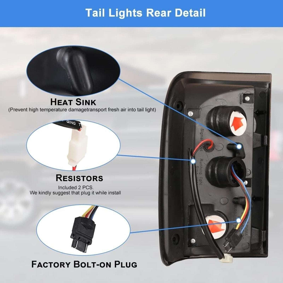 Winjet LED Tail Lights - Black / Smoke for 2001-2005 Ford Ranger - CTWJ-0146-BS