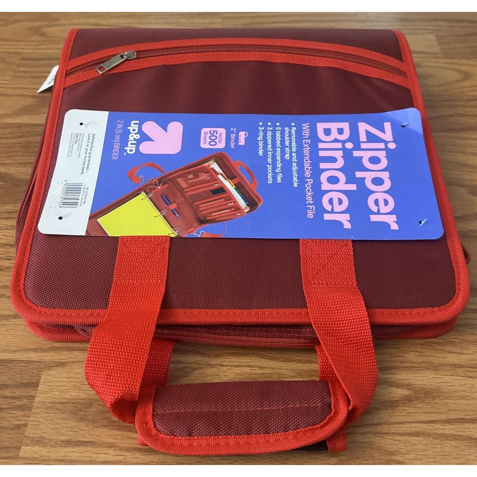3-Ring 2" Zipper Binder With Shoulder Strap & 5 Tabbed Expanding File Pockets