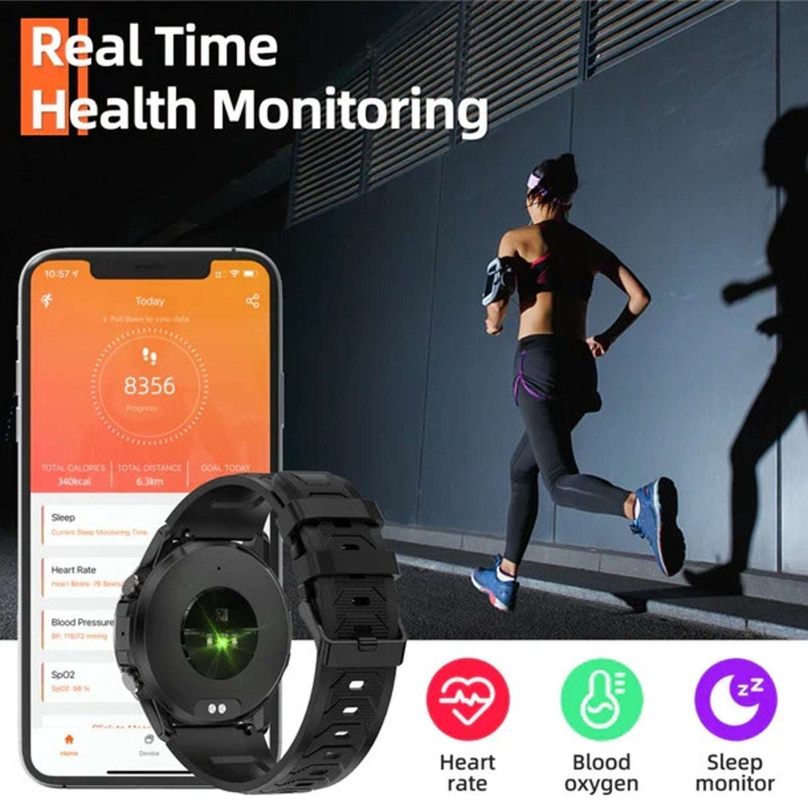 Weofly Explorer Navy 1.43" AMOLED Display Bluetooth Call Waterproof Sport Watch