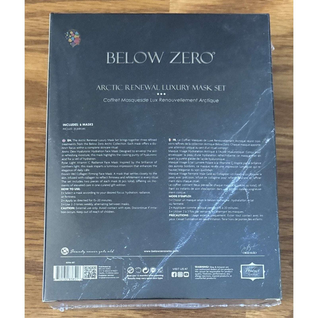 Below Zero Swiss Artic Renewal 6 Mask Set Hyaluronic, Vitamin C & Collagen $900