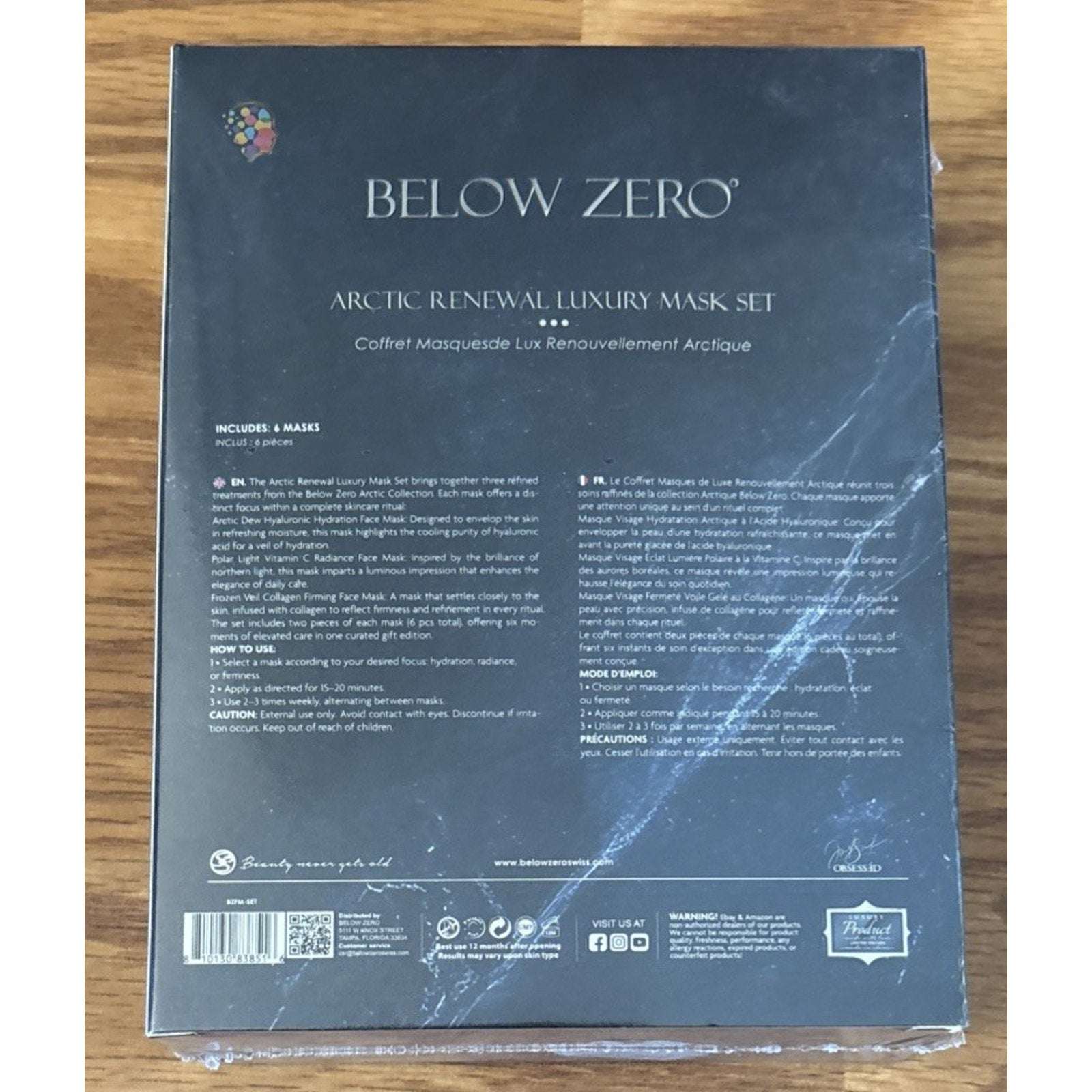 Below Zero Swiss Artic Renewal 6 Mask Set Hyaluronic, Vitamin C & Collagen $900