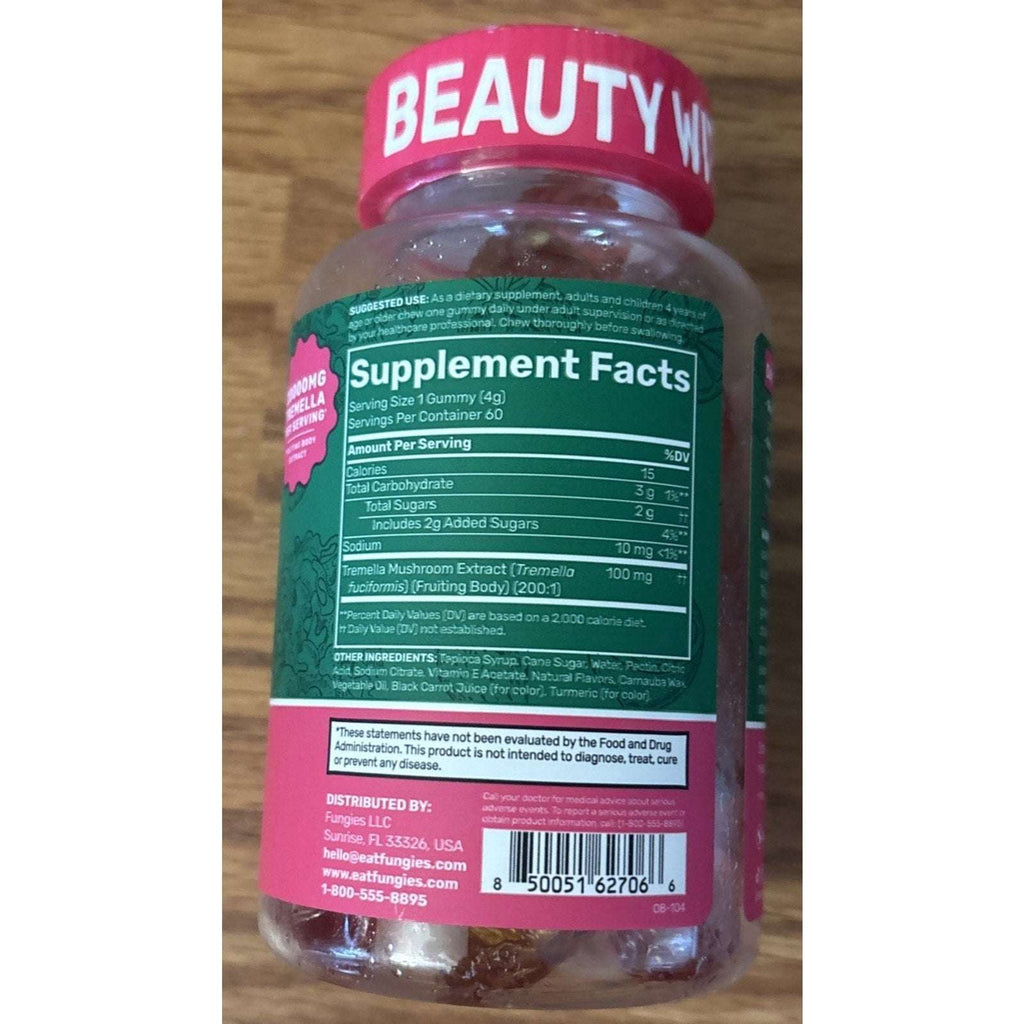 3 x Fungies Tremella Mushroom Collagen Beauty Gummies STRAWBERRY-LEMON 60Ct(180)