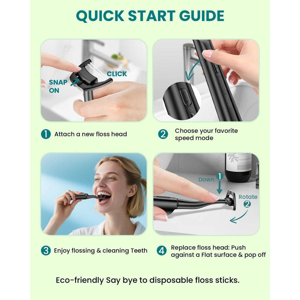 CNAPES Electric Oscillating & Vibrating Flosser + 54 Reusable Refill Floss Heads