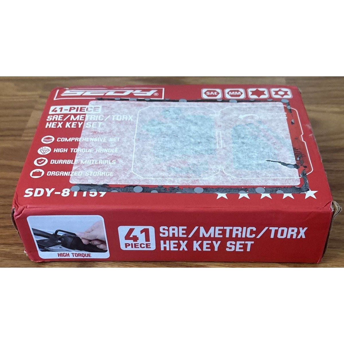 41-Piece Allen Wrench Set SAE Metric Torx Key + Hex Key T-Handle Set T9-T50