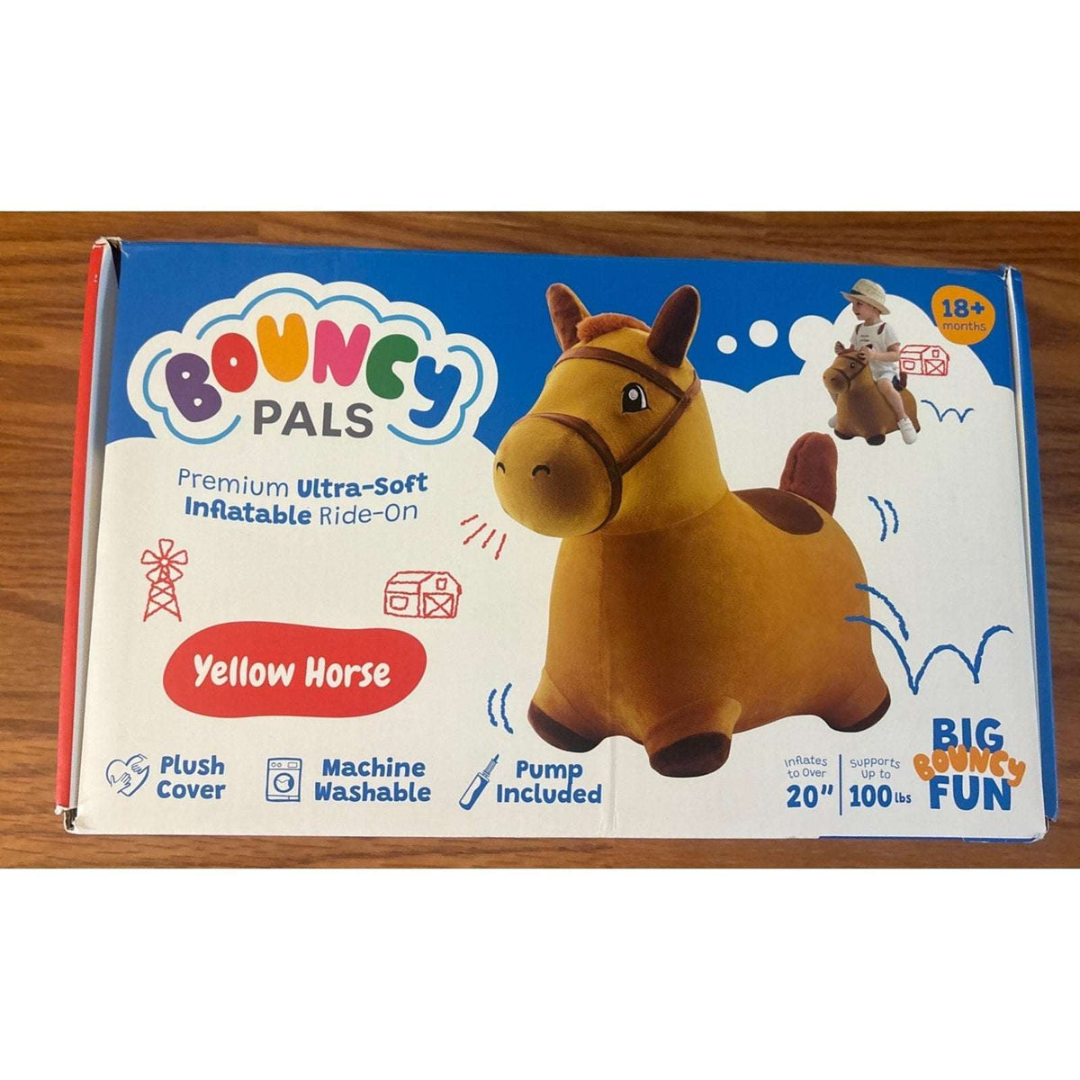iPlay, iLearn Bouncy Pals Hopping Horse, Toddler Inflatable Plush Ride-On Toy