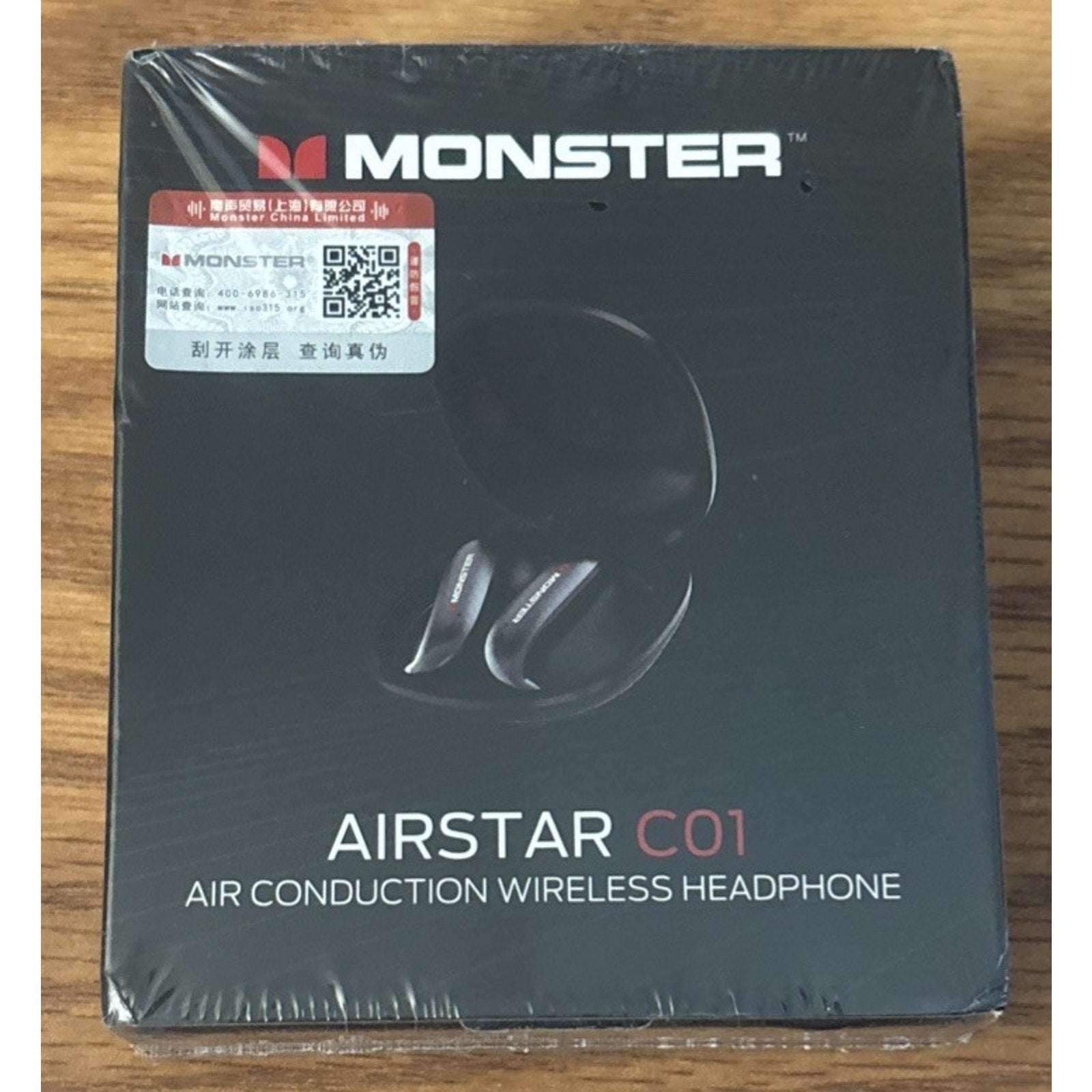 Monster Airstar C01 Air Conduction Wireless Headphones Earphones Black Sealed