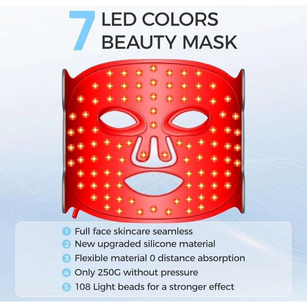 Evfofo Red LED Light Therapy Face Mask 7 Color LED Smoother & More Refined Skin