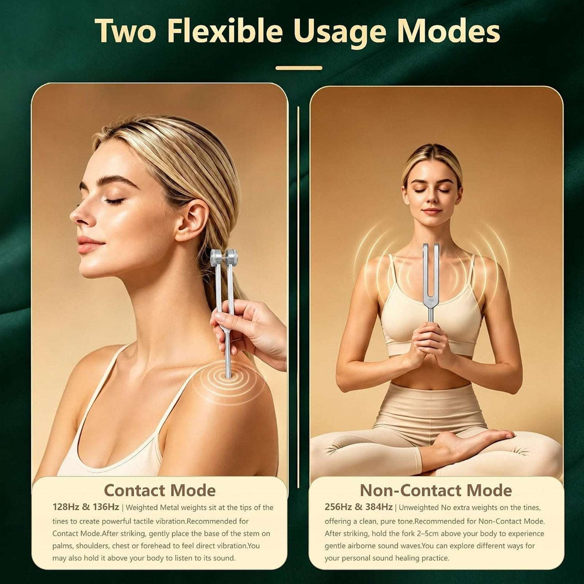 Tuning Fork Set 128Hz 136.1Hz 256Hz 384Hz Pure, Consistent, Weighted/Unweighted
