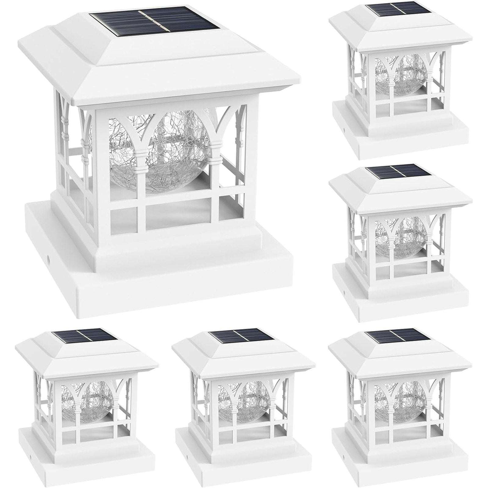 6-Pack RGB & Warm White LED Solar Powered Waterproof Fence Deck Post Cap Lights
