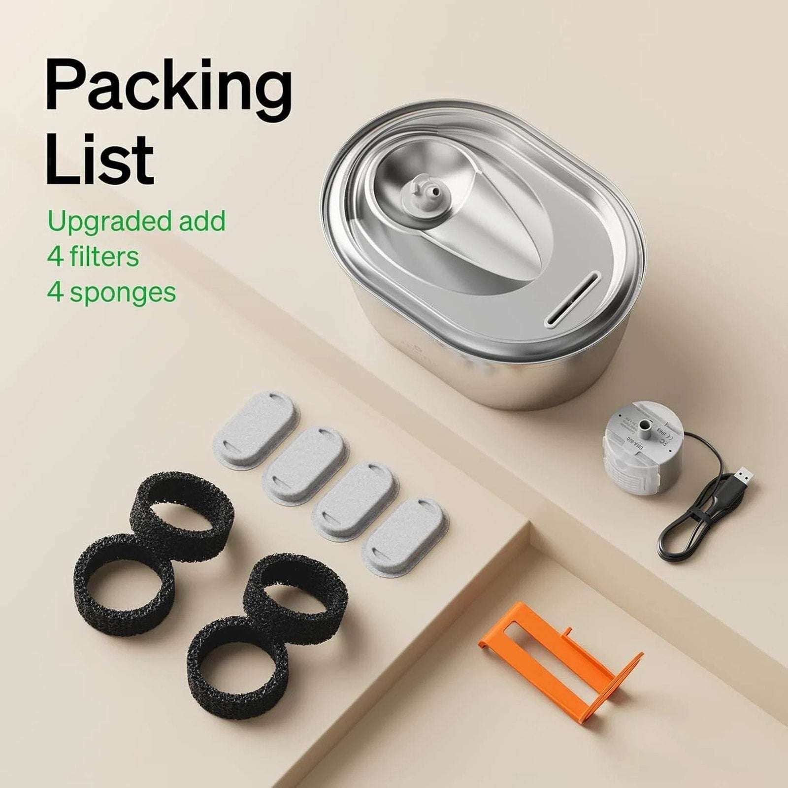 PETLIBRO 101oz/3L Stainless Steel Cat Automatic Water Fountain + Filters Dog Pet