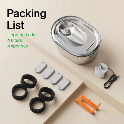 PETLIBRO 101oz/3L Stainless Steel Cat Automatic Water Fountain + Filters Dog Pet