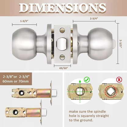 10 Pack Probrico Satin Nickel Privacy Door Knobs Round Handles Bedroom Bathroom