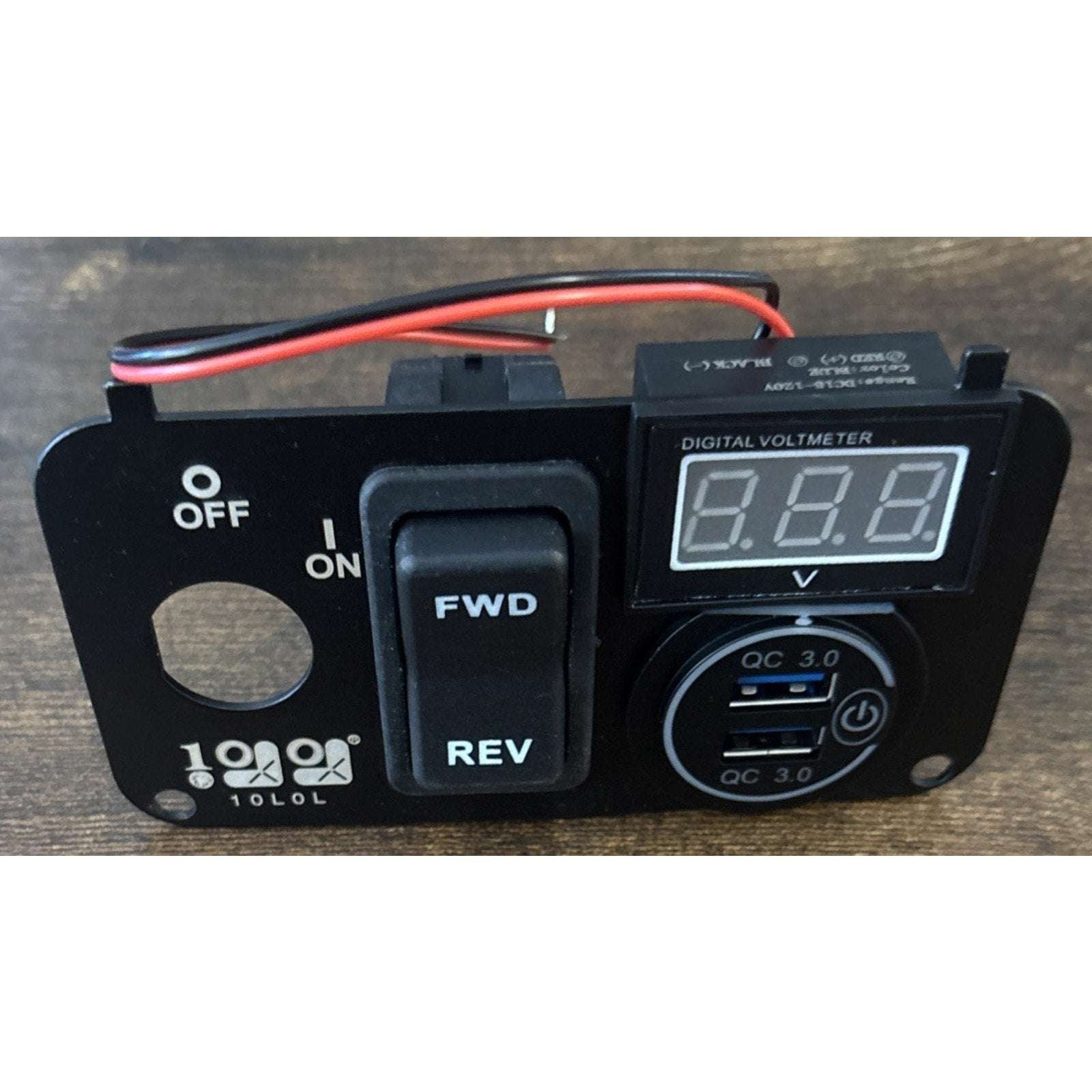 10L0L Golf Cart Key Switch Panel Dual USB Charger, Voltmeter & F/R EZGO TXT PDS