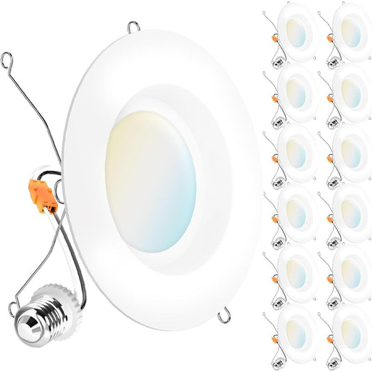 Sunco 12 Pack 6” 5 CCT Selectable LED Retrofit Baffle Downlight 13W 2700K-5000K